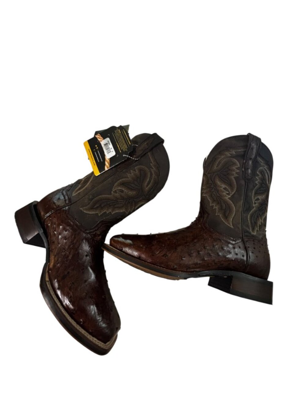 Dan Post DP3875 Cowboy Boots Mens 10 D Brown Genuine Ostrich Western Square Toe - Picture 6 of 16